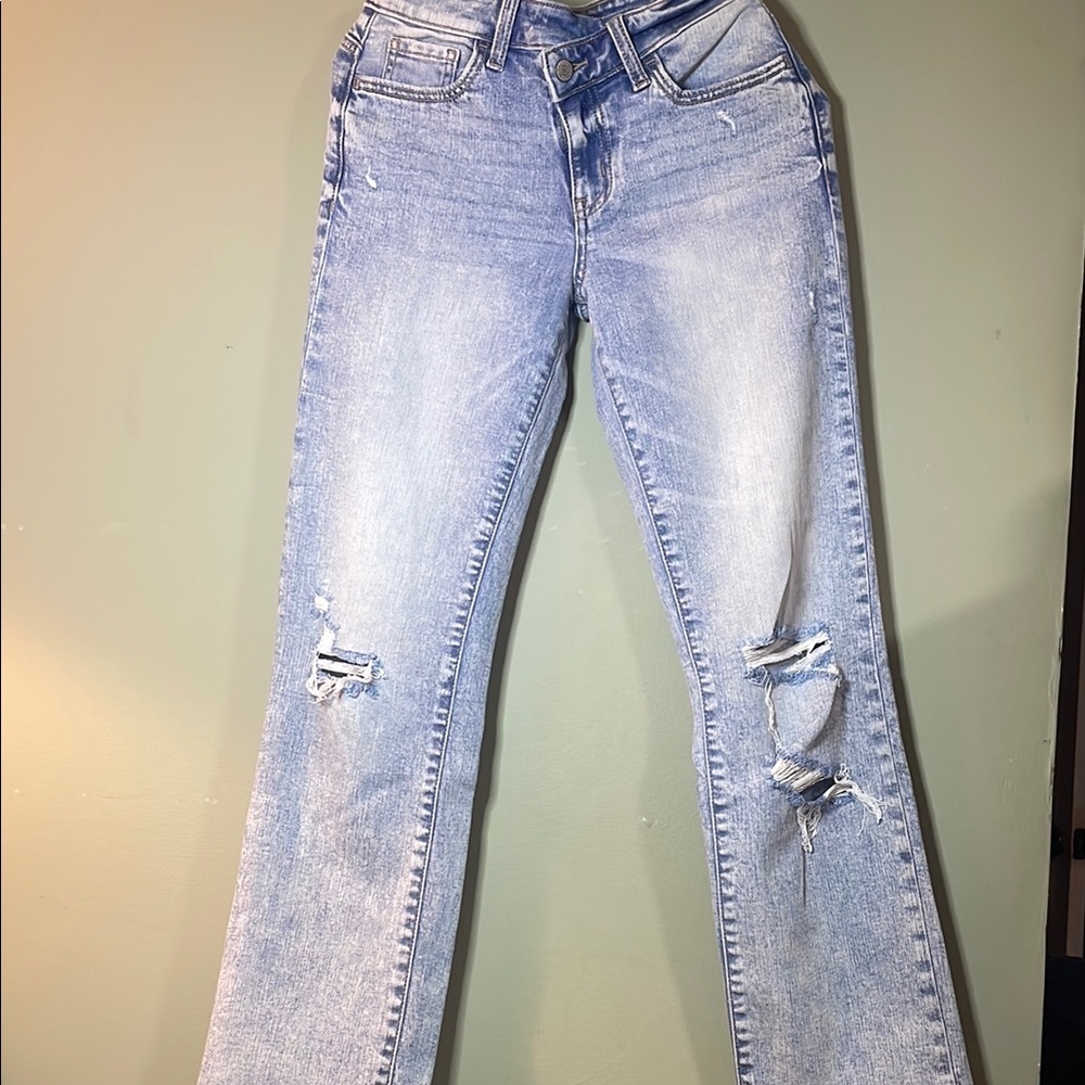 Women's Light Blue Distressed Jeans